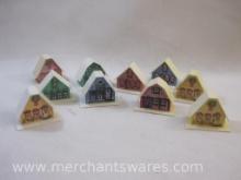 Ten Vintage Plastic Christmas Houses for String of Lights, 1 lb