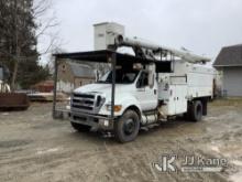 Altec LR760E70, Over-Center Elevator Bucket Truck mounted behind cab on 2013 Ford F750 Chipper Dump 