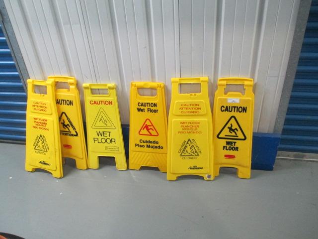 SIGNS-(6) CAUTION/SLIPPERY FLOOR SIGNS 27 IN. TALL