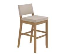Nathan James Linus Modern Upholstered Bar Stool with Back and Solid Rubberwood Legs in a