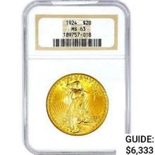 1924 $20 Gold Double Eagle NGC MS63