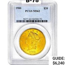 1900 $20 Gold Double Eagle PCGS MS62