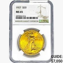 1927 $20 Gold Double Eagle NGC MS65