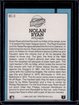 Nolan Ryan 1991 Donruss Highlights #BC-3
