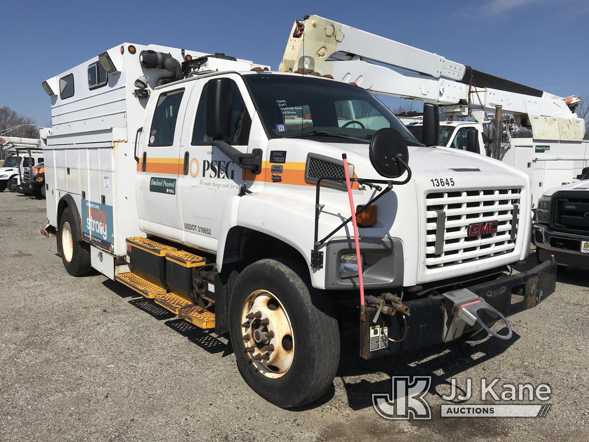 (Plymouth Meeting, PA) 2007 GMC C7500 Crew-Cab Enclosed Utility Truck Runs & Moves, Leaks Air, Body