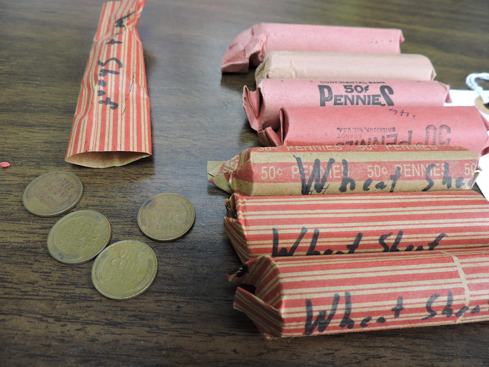 3 Rolls of WHEATSHEAF PENNIES & 4 Rolls of Vintage Pennies