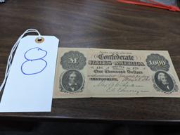 Faux Confederate 1000 Dollar Bill - Not Real / Printed in 1954