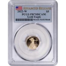 Certified American $5 Gold Eagle 2022-W PR70 PCGS Advanced Release