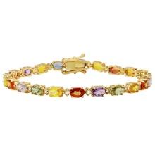 14k Yellow Gold 12.67ct Sapphire 0.47ct Diamond Bracelet