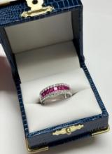 14KT WHITE GOLD 1.50CTW RUBY AND 0.90CTW DIAMOND RING WITH APPRAISAL