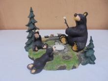 Bear Foot "S'Mores Please"Black Bear Tealight Candle Holder