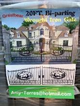 NEW 20FT BI-PARTING WROUGHT IRON GATE (DEER)