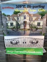 NEW 20FT BI-PARTING WROUGHT IRON GATE (DEER)