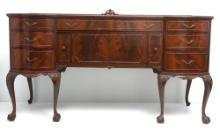 Antique Ornate Flame Mahogany Sideboard