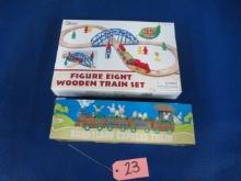 2 WOODEN TRAIN SETS