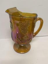 CARNIVAL GLASS PITCHER - MARIGOLD PATTERN