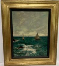 OIL ON BOARD - SEASCAPE - SIGNED A. STEVENS