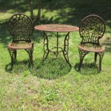 3 Piece Cast Metal Bistro Set with Hummingbird Design