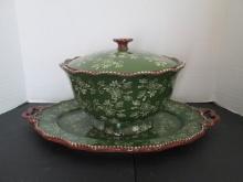 Temp-Tations "Floral Lace" Footed Covered Bowl and Platter