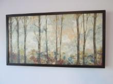 Framed Impressionist Style Birch Grove Artwork on Board