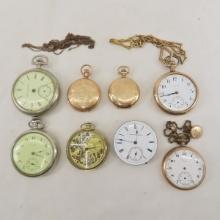 8 Assorted Pocket Watches for Repair