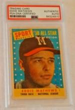 Autographed Signed PSA Slabbed Vintage 1958 Topps #480 Eddie Mathews All Star MLB Baseball