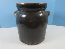 Vintage Pottery Crock Storage Vessel w/Lug Handles- 9 1/2"H x 7"
