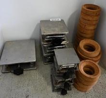 Eight Scissor Lift Jacks with Cork Rings