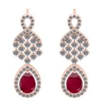 2.42 CtwVS/SI1 Ruby And Diamond 14K Rose Gold Earrings ( ALL DIAMOND ARE LAB GROWN )