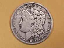 ** KEY DATE ** 1891-CC Morgan Dollar in Very Fine - details