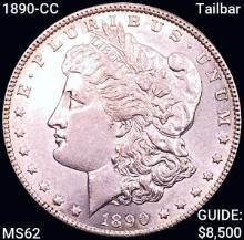 1890-CC Tailbar Morgan Silver Dollar