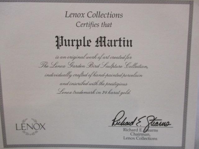 1994 Lenox "Purple Martin" Fine Porcelain Bird Figurine 5"