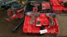 MILWAUKEE M18 COMPACT VACUUM, I/2" IMPACT, 2 CHARGERS, IMPACT DRIVER & 1/2" DRILL