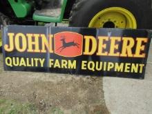 168. 24 INCH X 60 INCH DOUBLE SIDED PORCELAIN JOHN DEERE IMPLEMENT SIGN BY