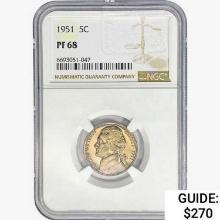 1951 Jefferson Nickel NGC PF68