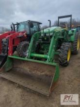 John Deere 6115D tractor, loader, bucket, draw bar, lift arm, PTO, 2 remotes, diesel, 4339 hrs