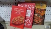 Two Betty Crocker cookbooks and Campbell cookbook