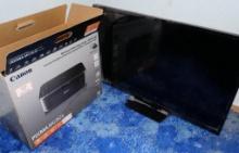 Emerson 32" TV with Canon Pixma MG3620 Printer