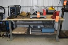 WORK BENCH W/WOOD TOP, GRAY BASE, 34-3/4" X 6' X 34"H,