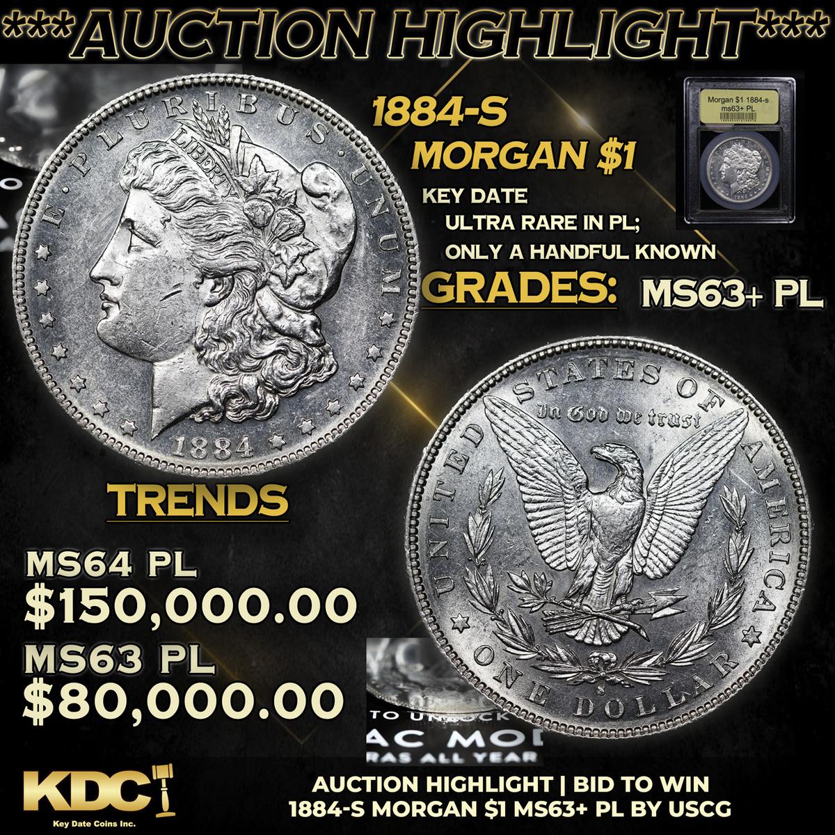 ***Auction Highlight*** 1884-s Morgan Dollar $1 Graded Select Unc+ PL By USCG (fc)