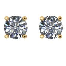 CERTIFIED 1 CTW ROUND E/VS2 DIAMOND (LAB GROWN Certified DIAMOND SOLITAIRE EARRINGS ) IN 14K YELLOW