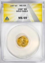 1987 $5 American Gold Eagle Coin ANACS MS69