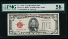 1928F $5 Legal Tender Note PMG 58EPQ