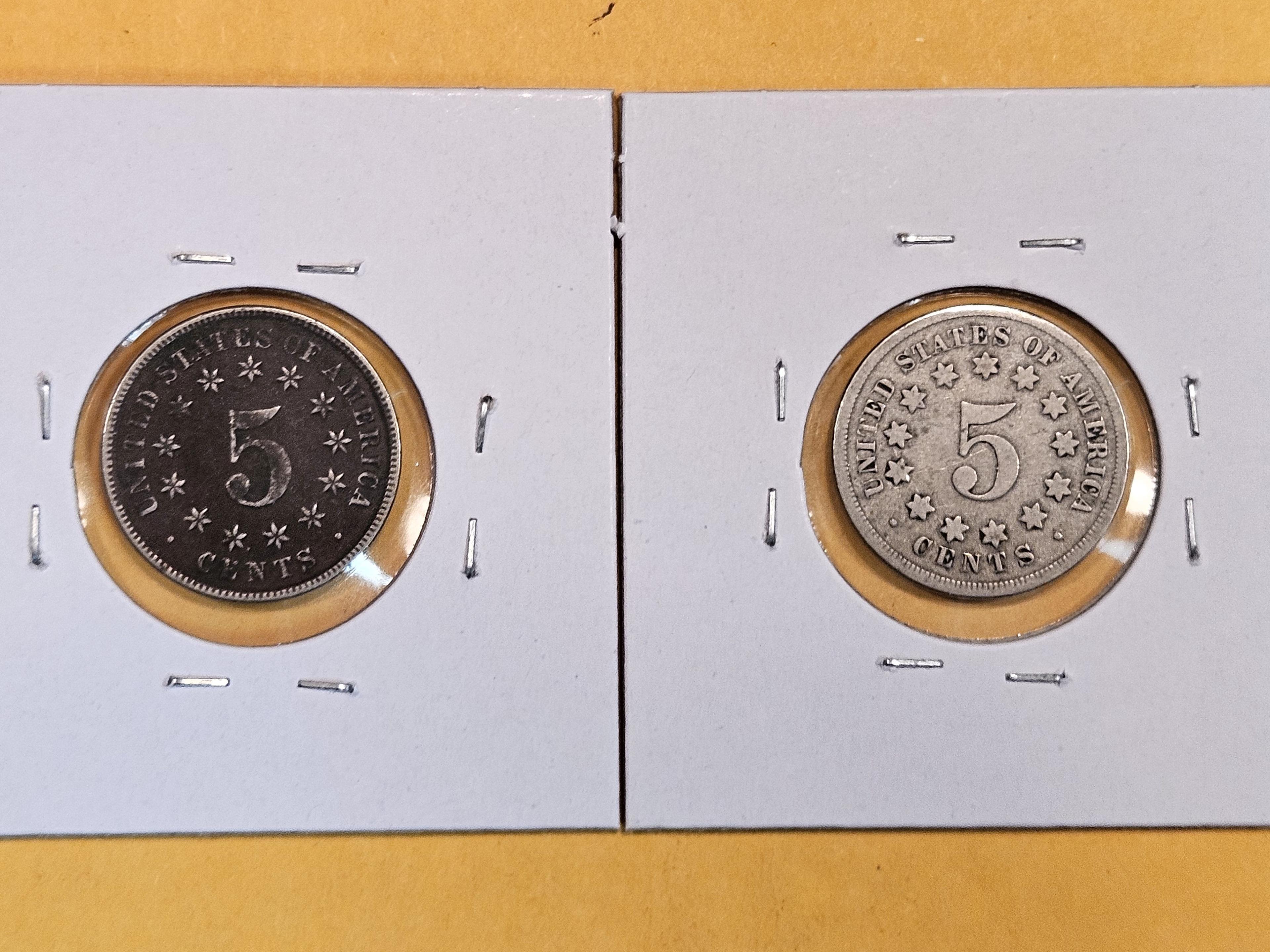 1882 and 1867 Shield Nickels