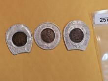 Indian and Wheat cent encased coins