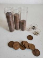 PRE 1940'S WHEAT PENNIES IN PLASTIC CONTAINERS