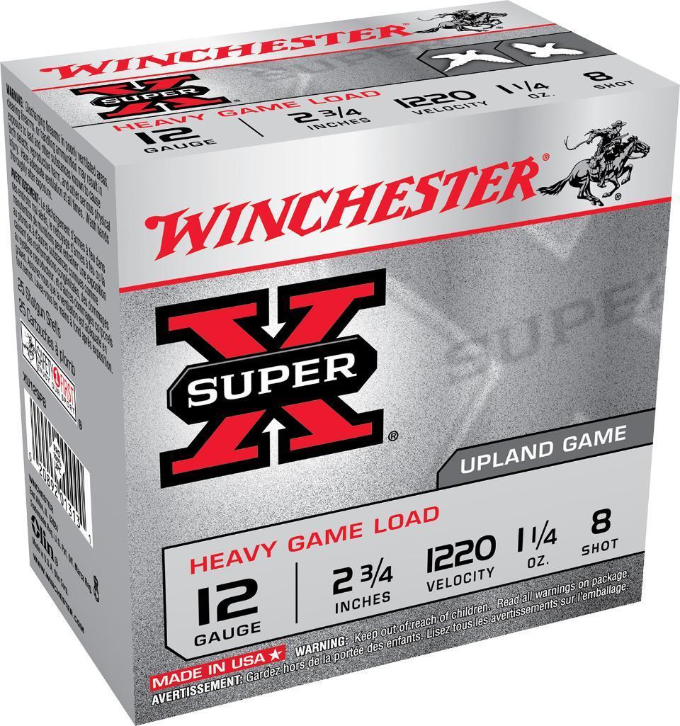 Winchester Ammo XU12SP8 Super X Heavy Game Load 12 Gauge 2.75 1 14 oz 1220 fps 8 Shot 25 Bx