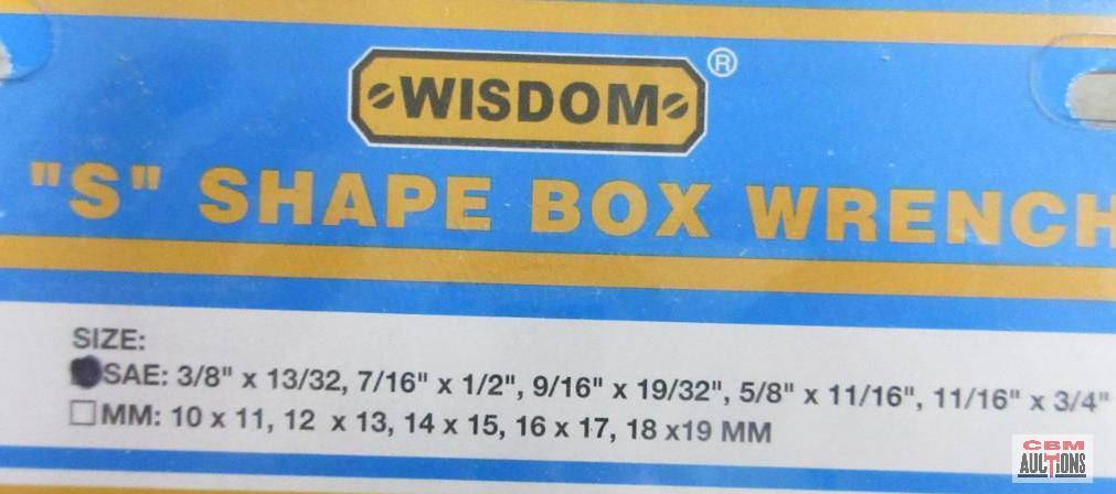 Wisdom 01-SW5-2 5pc SAE "S" Shaped Box End Wrench Sizes: 3/8" x 13/32" 7/16" x 1/2" 9/16" x 9/32"