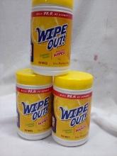 Wipe Out Lemon Scented Antibacterial Wipes. Qty 3- 80 Packs.
