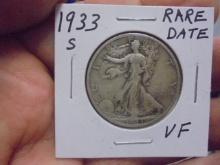 1933 S Mint Silver Walking Liberty Half Dollar